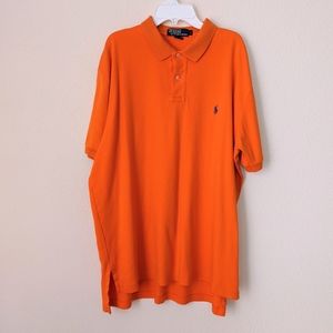 Polo by Ralph Lauren Short Sleeve Men's Polo Shirt Orange Cotton Large